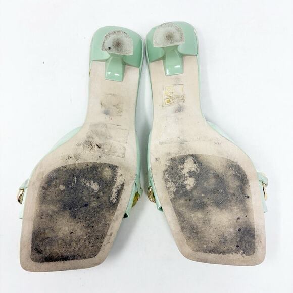 Jeffrey Campbell Mint Green Mr Big Chain Satin Heels 8 - Picture 7 of 8